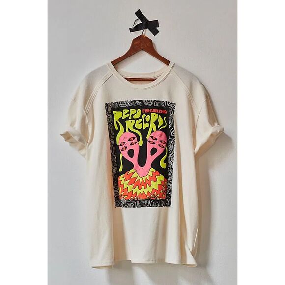 Free People Tops - Free People We The Free Repo Records Philadelphia Graphic Tee Oversized L NEW
